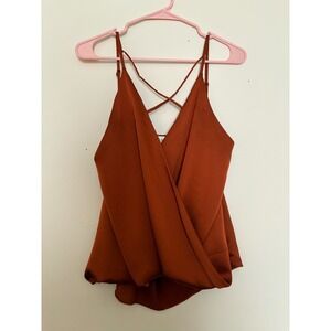 Satin Cami Top Pants Store Orange Crisscross Back Size M
